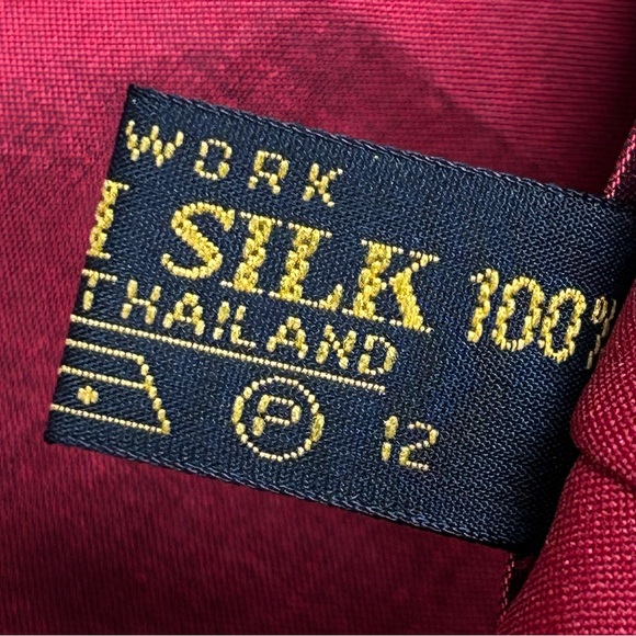 Vintage Womens 100% Silk Midi Skirt Size 12 M Straight Metallic Red Holiday Luxe - Picture 5 of 9